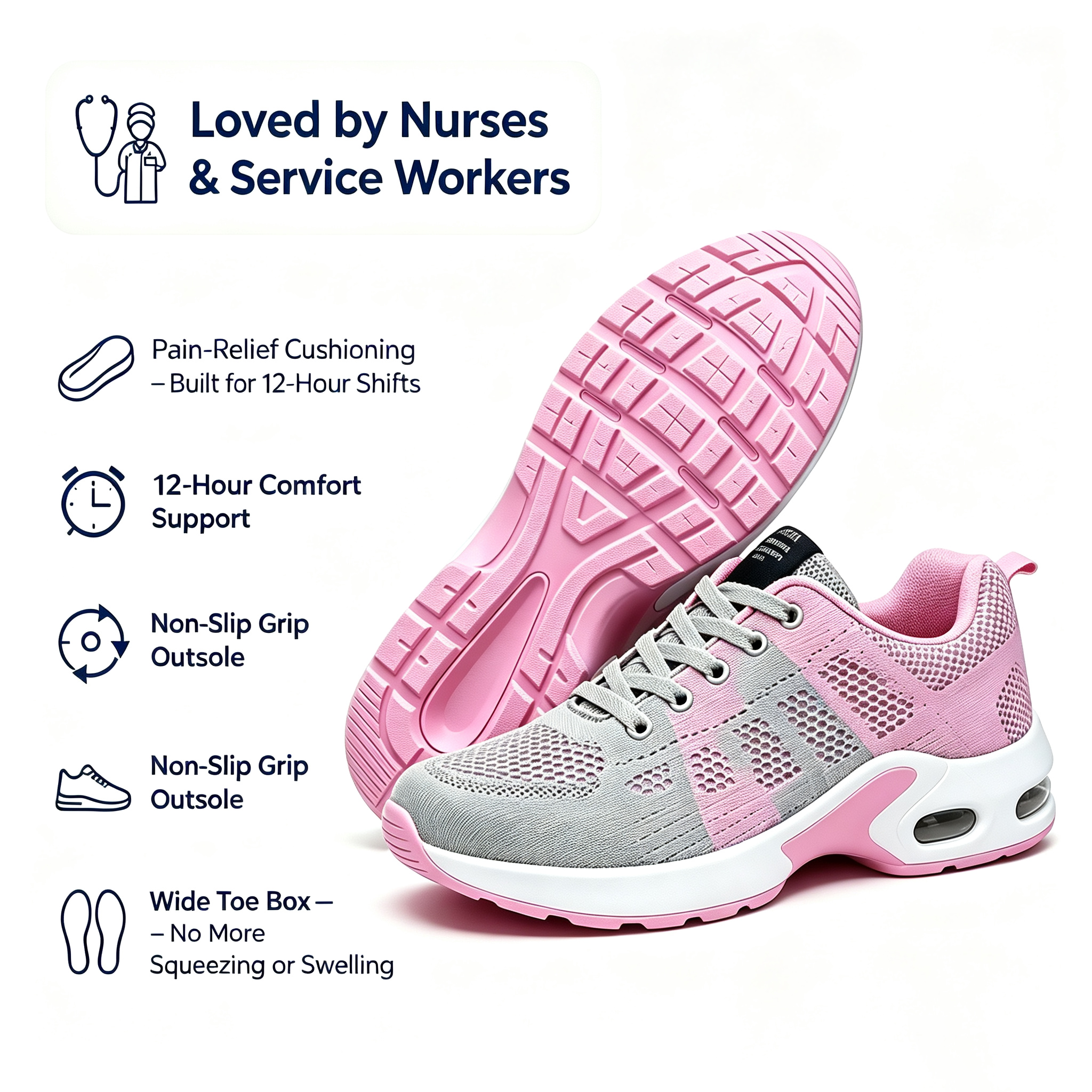 12-Hour Shift Shoes for All-Day Foot, Knee & Back Pain Relief