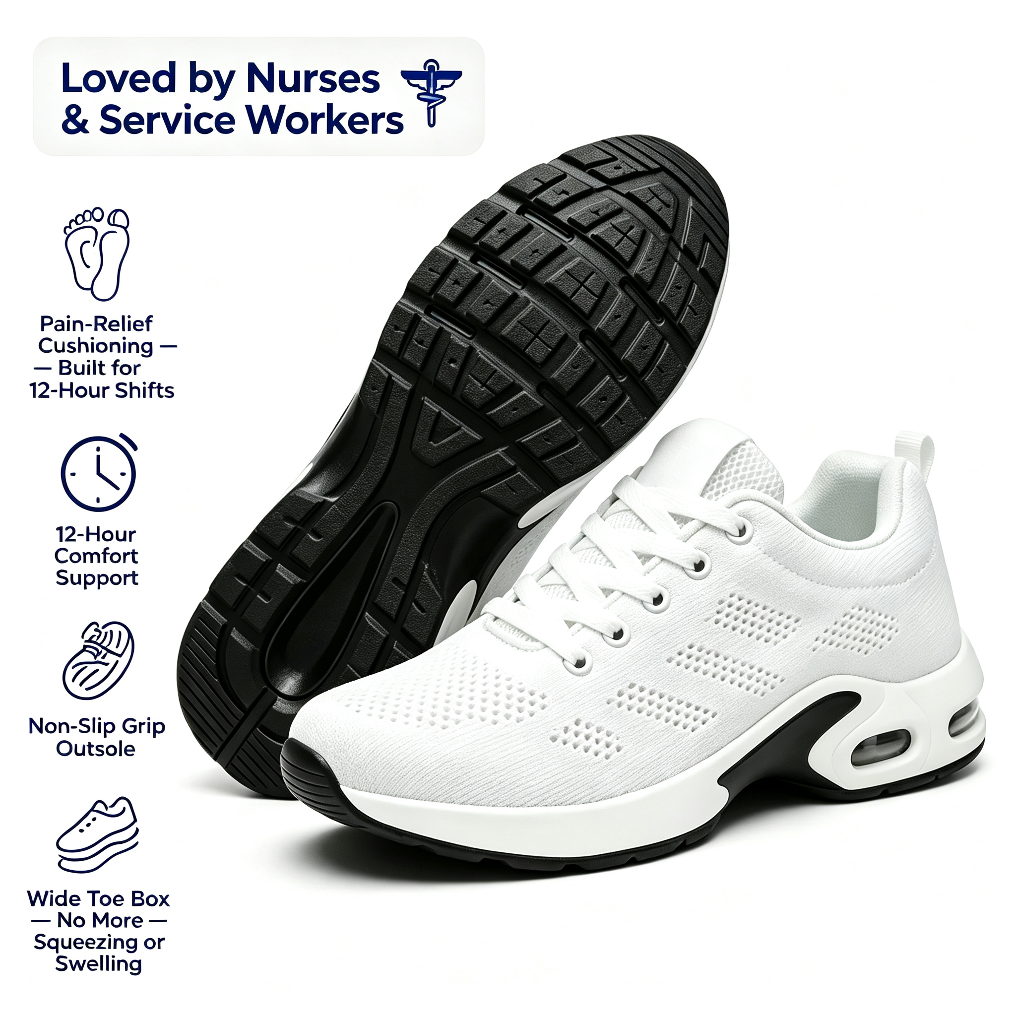 12-Hour Shift Shoes for All-Day Foot, Knee & Back Pain Relief