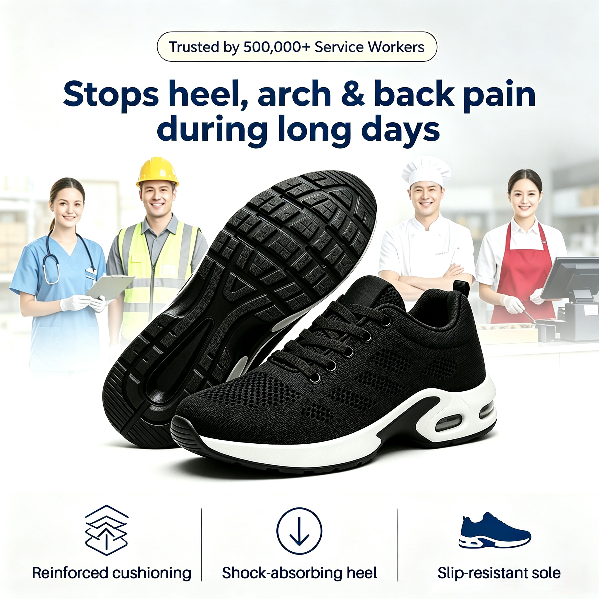 12-Hour Shift Shoes for All-Day Foot, Knee & Back Pain Relief