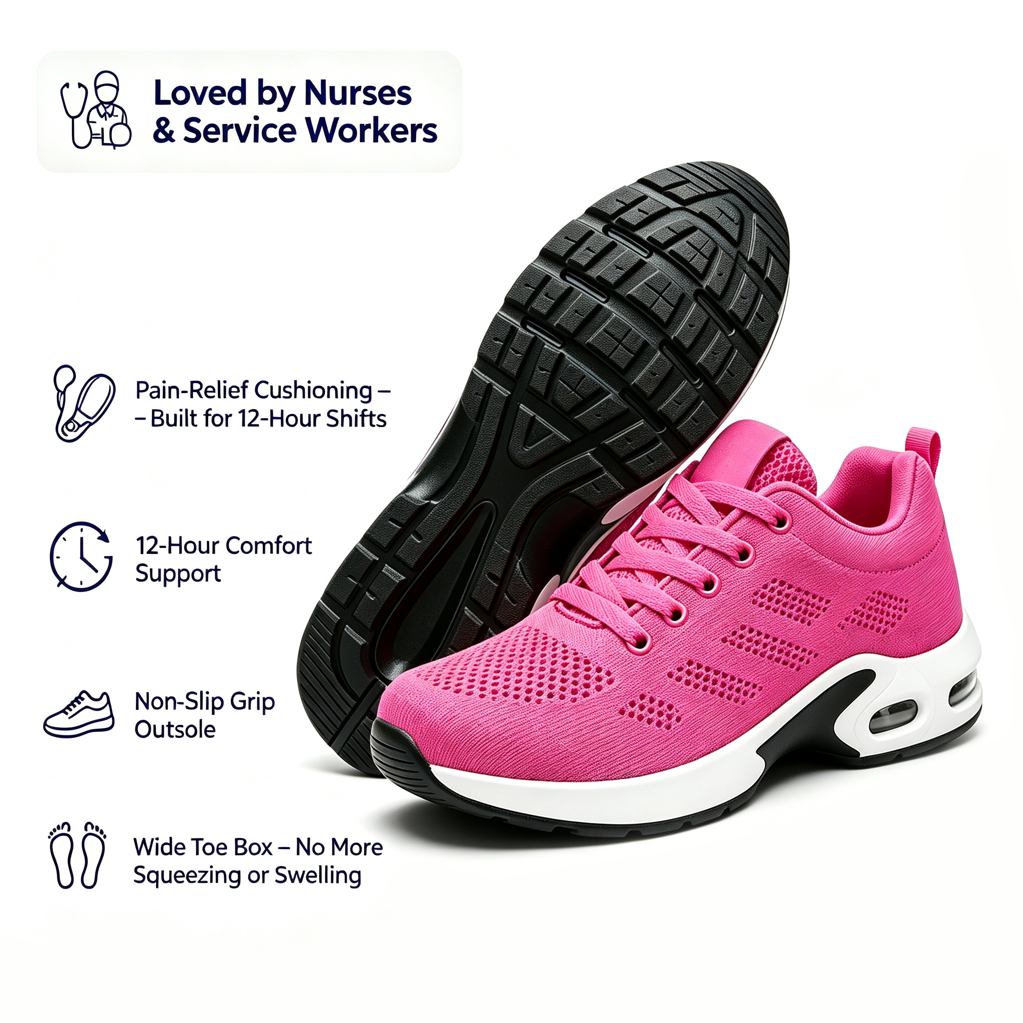 12-Hour Shift Shoes for All-Day Foot, Knee & Back Pain Relief