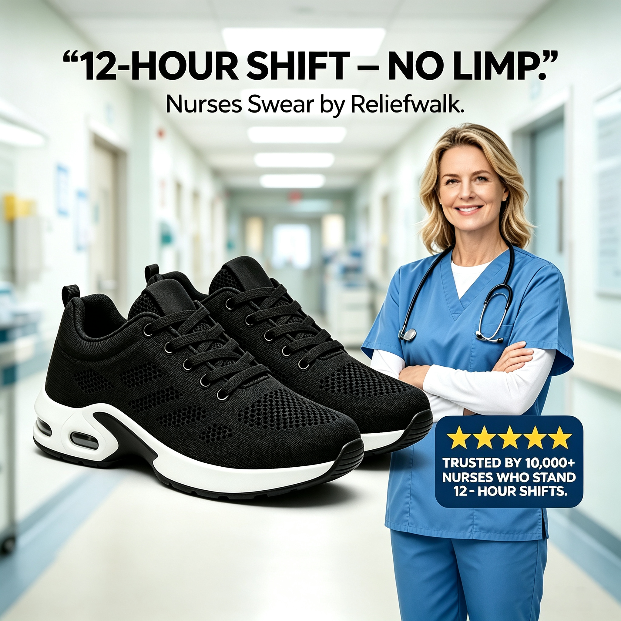 12-Hour Shift Shoes for All-Day Foot, Knee & Back Pain Relief