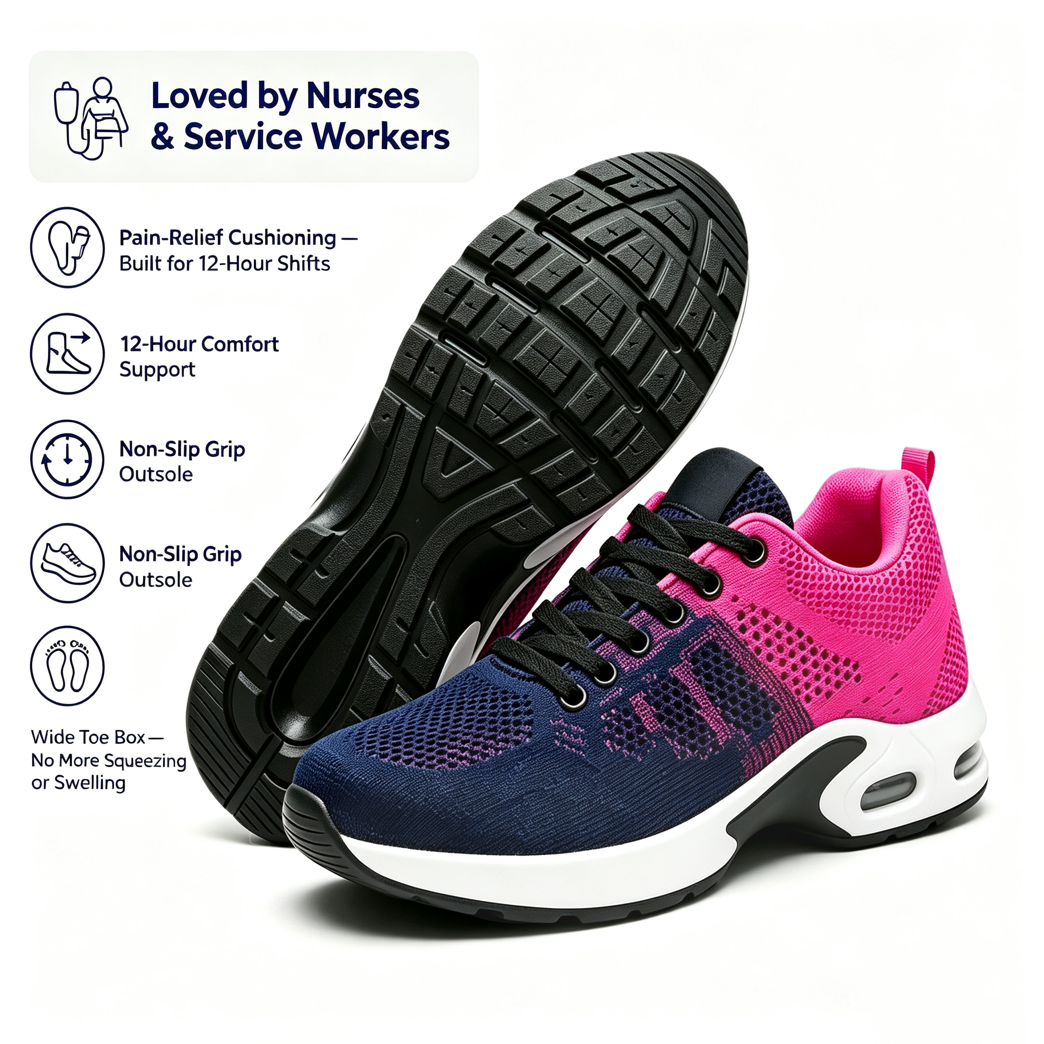 12-Hour Shift Shoes for All-Day Foot, Knee & Back Pain Relief